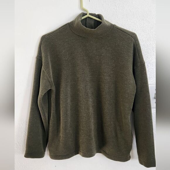 NWOT Madewell MockNeck Button Back Sweater Top Size Small in Green - Picture 2 of 14